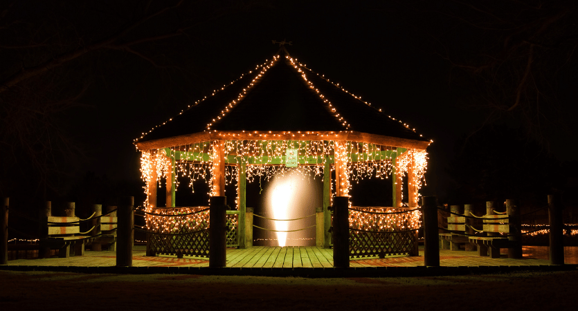 how to hang string lights on gazebo 