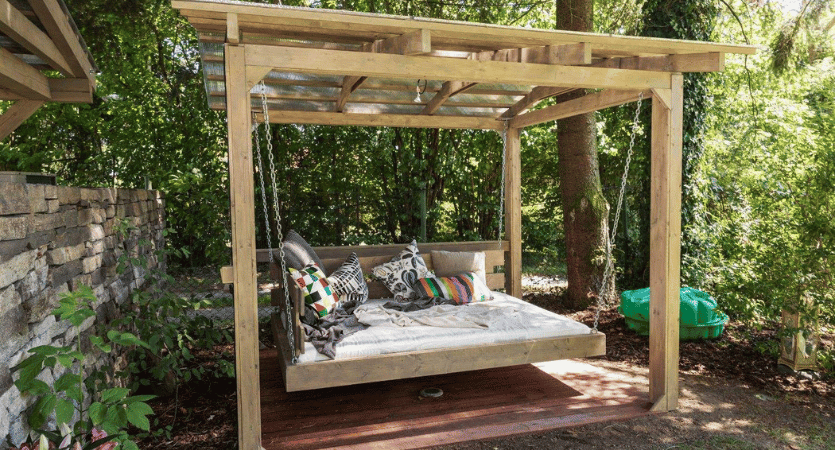 Gazebo Design With Swing Bed