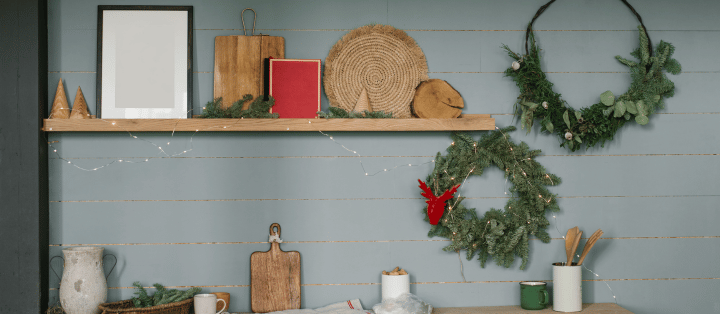 How To Hang Garland Above Kitchen Cabinets